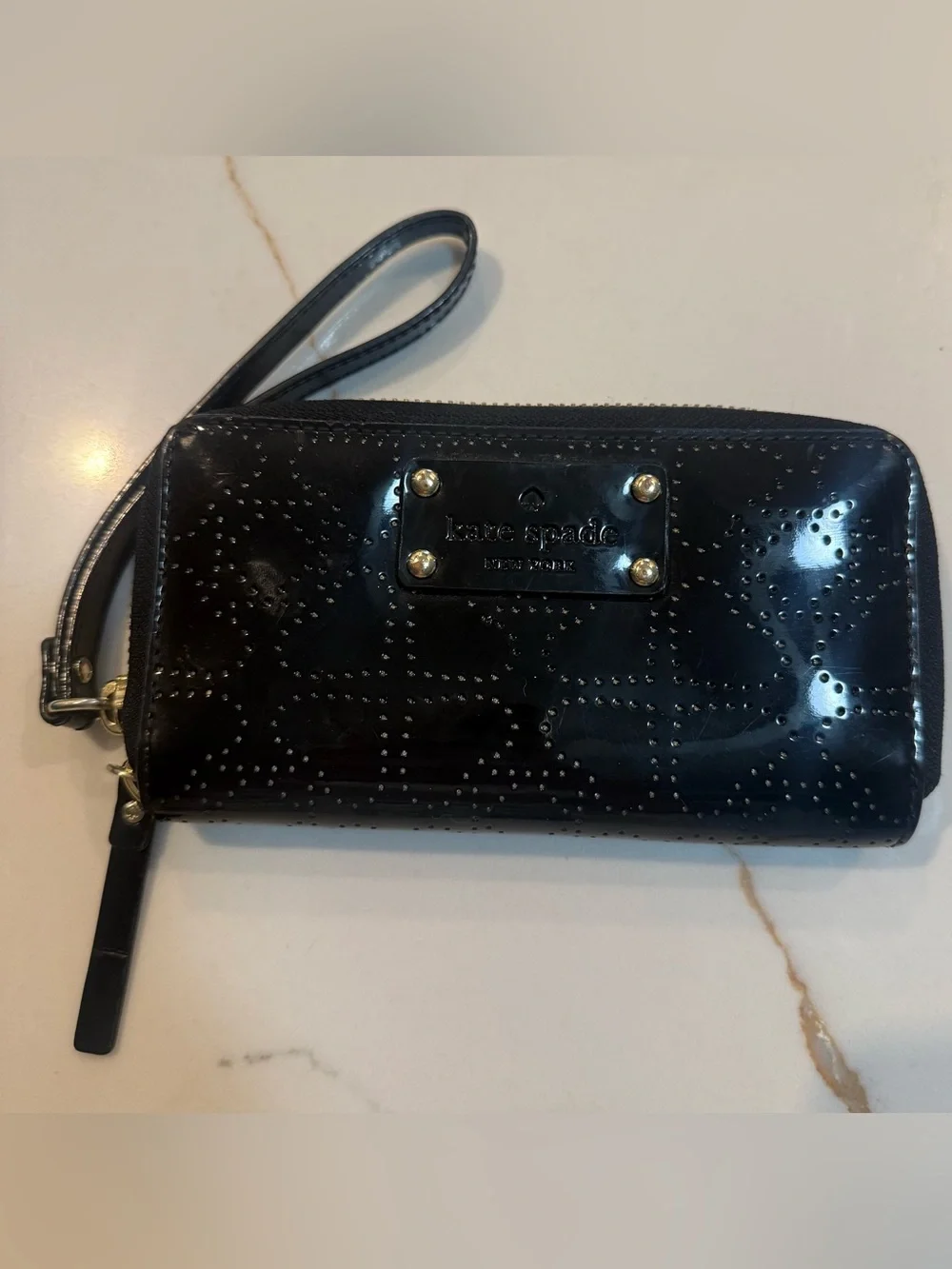 KATE SPADE Jazzy Black Patent Wristlet Wallet
